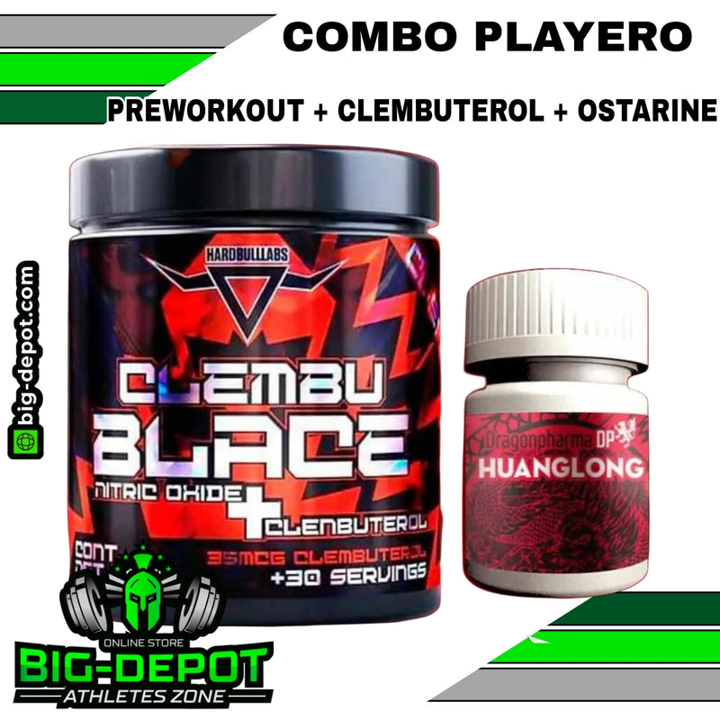 Preworkout Combo Playero clembuterol ostarine oxido nitrico Hardbull Dragon Pharma Big Depot original