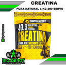 CREATINA NATURAL ALTA PUREZA  200 SERVICIOS / 1 kilo / 43 Suplements