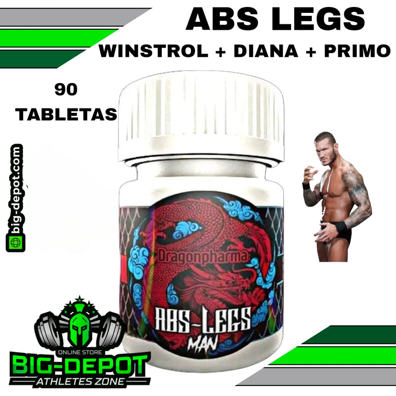 ABS LEGS - COMBINACION DE MASA Y CORTE -  (Primobolan + Dianabol + Estanozolol ) 90 tabletas | Glúteos y piernas grandes , abdomen definido, fuerza y energía |  DRAGON PHARMA