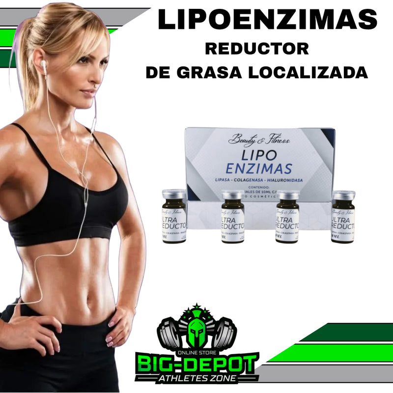 LIPOENZIMAS para eliminar grasa localizada en abdomen, papada, brazos y piernas - caja con 4 frascos de 10 ml- SPA Premium