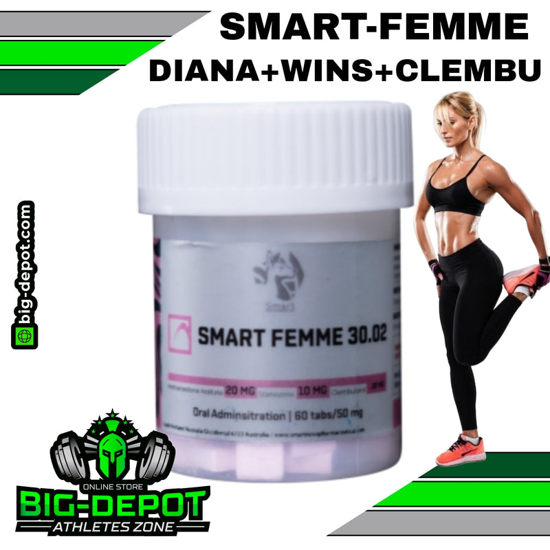 SMART FEMME 30.02 mg (Diana + Wini + Clembu) 60 tabletas | GLUTEOS Y PIERNAS GRANDES QUEMA GRASA AL MISMO TIEMPO (Cintura Chica) |  SMART