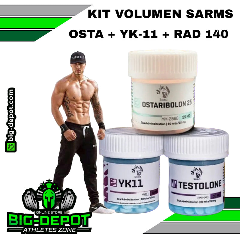 COMBO VOLUMEN EXTREMO 3 PACK  (Ostarine 25mg + YK11  20mg + Testolone 10 mg)  3 piezas de 80 Tabletas C/U