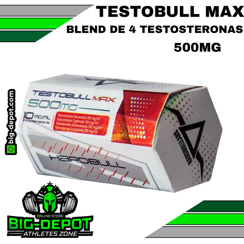 TESTOBULL MAX  TESTOSTERONA 500 MG - Decanoato 100mg + Cipionato 100mg + Undecanoato 100mg + Enantato 200mg  | 10 ML | HARDBULL LABS