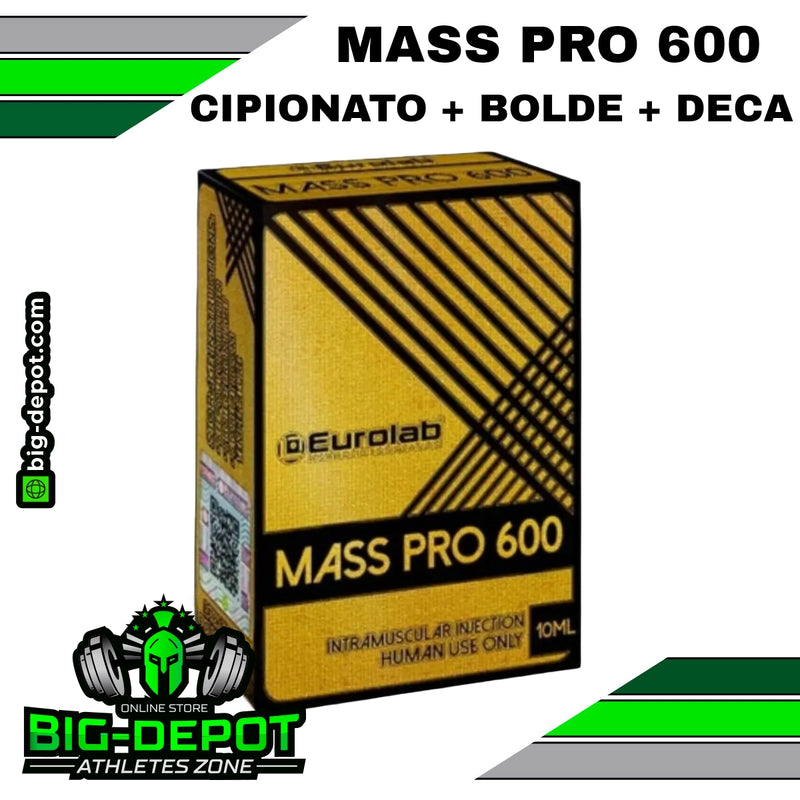 MASS PRO 600  - Testosterone Cypionate 200 mg/ml, + Boldenone Undecylenate 200 mg/ml, + Nandrolone Decanoate 200 mg/ml. - 10ML | EUROLAB |