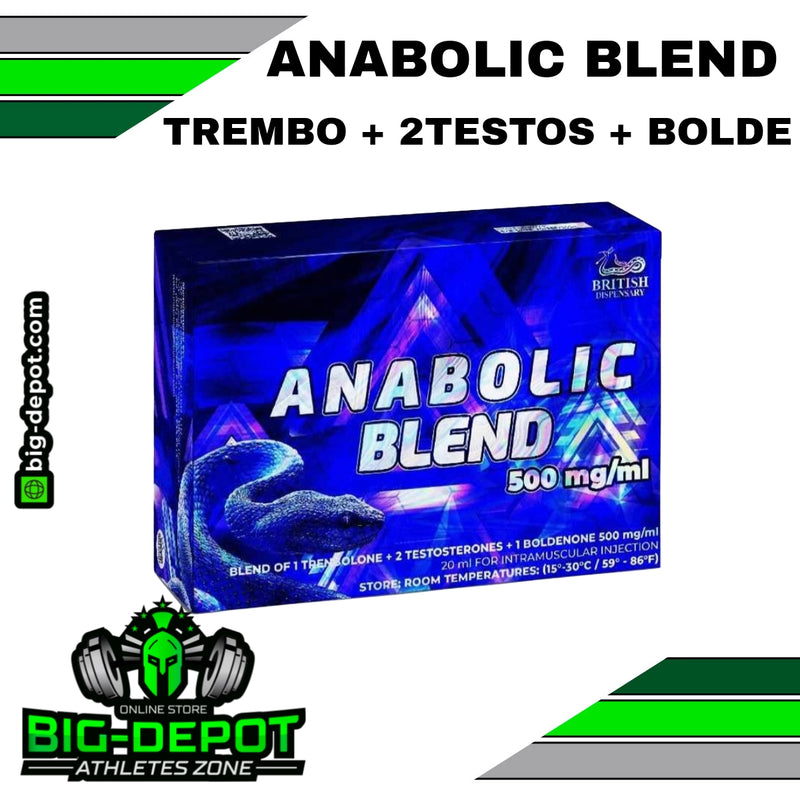 ANABOLIC BLEND 500  - COMBINACION ANABOLICA -  TREMBOLONA + 2 TESTOSTERONAS  + BOLDENONA 20ML BRITISH DISPENSARY