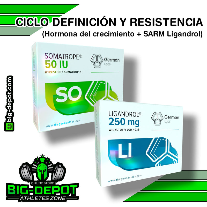 CICLO DEFINICIÓN Y RESISTENCIA : (Hormona del crecimiento + SARM Ligandrol) - SARMS