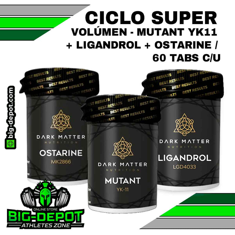 CICLO SUPER VOLÚMEN - MUTANT YK11 + Ligandrol + Ostarine / 60 tabletas C/U | SARMS DARK MATTER - SARMS