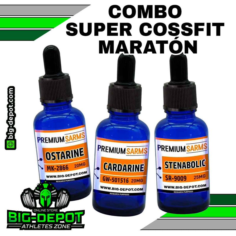 Combo Crossfit Maratón ostarine cardarine strenobolic Premium Sarms 30 ml frasco Big Depot original