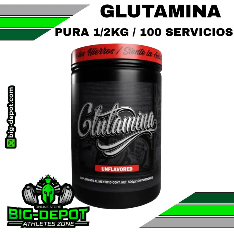Glutamina pura sin sabor Dark Matter 500 g 100 servicios Big Depot original
