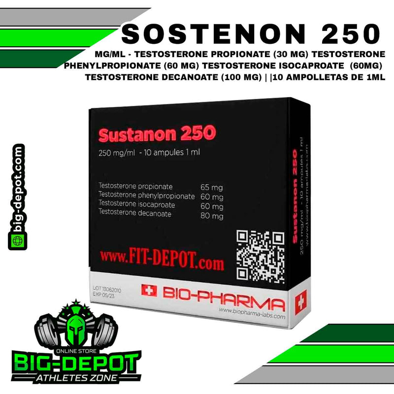 Sostenon 250 mg/ml testosterona Biopharma 10 ampolletas Big Depot original