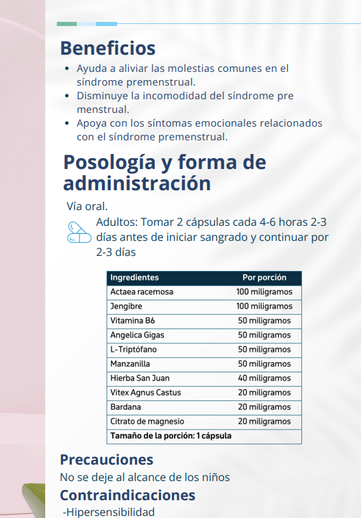 Pre-Menstrual Relief - Salud Femenina 🌸 - 90 capsulas | PLANTCEUTICS