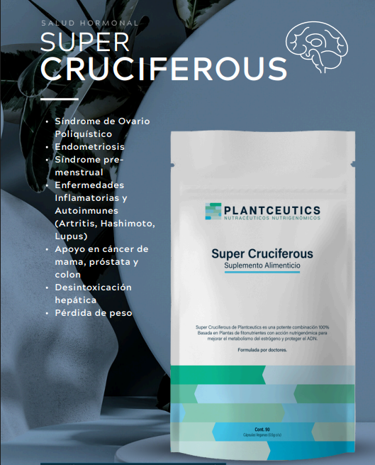Supero Cruciferous - Mejora el metabolismo de los estrógenos, salud del hígado y protección del ADN - Salud Hormonal - 90 capsulas | PLANTCEUTICS