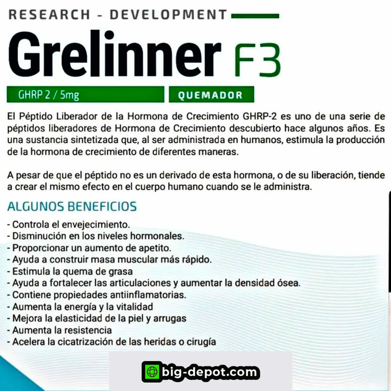 Péptido GHRP2 /5mg - Grelinner F3 / SYNERLAB - BIG Depot de México