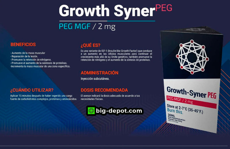 PÉPTIDO PEG-MGF 2mg - | Crecimiento Muscular Local y general |  PÉPTIDOS SYNERLAB