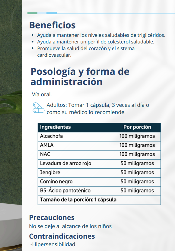 Lipid Control  - Salud cardiovascular 💓 -  90 capsulas PLANTCEUTICS