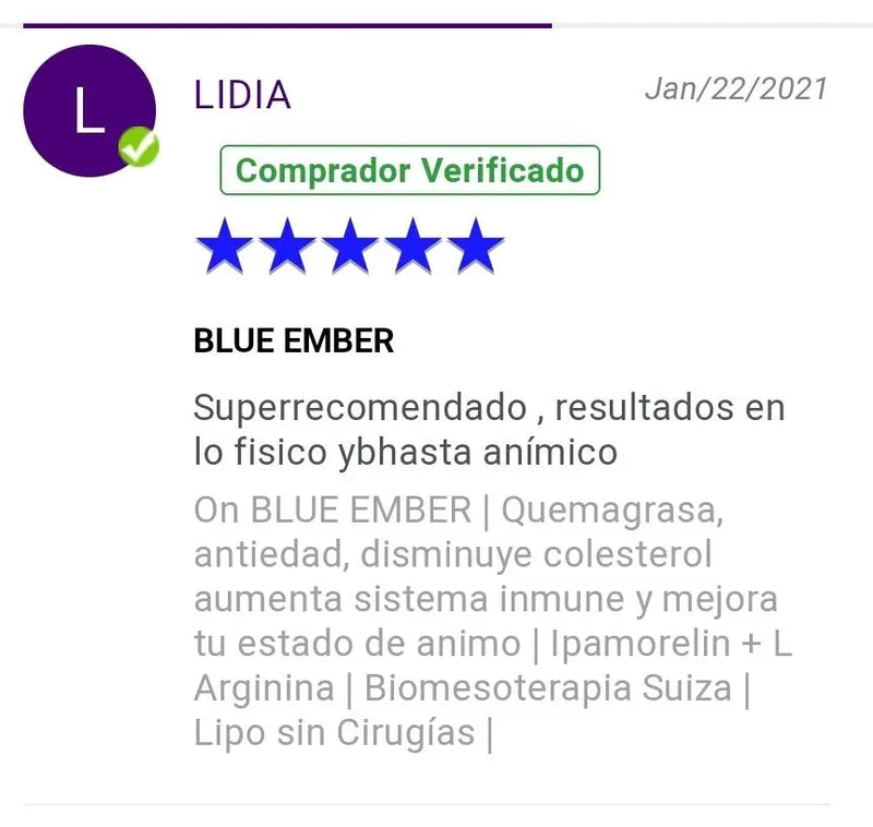 BLUE EMBER | Quemagrasa, antiedad, disminuye colesterol aumenta sistema inmune y mejora tu estado de animo | Ipamorelin + L Arginina | Biomesoterapia Suiza | Lipo sin Cirugías | - mesoterapia