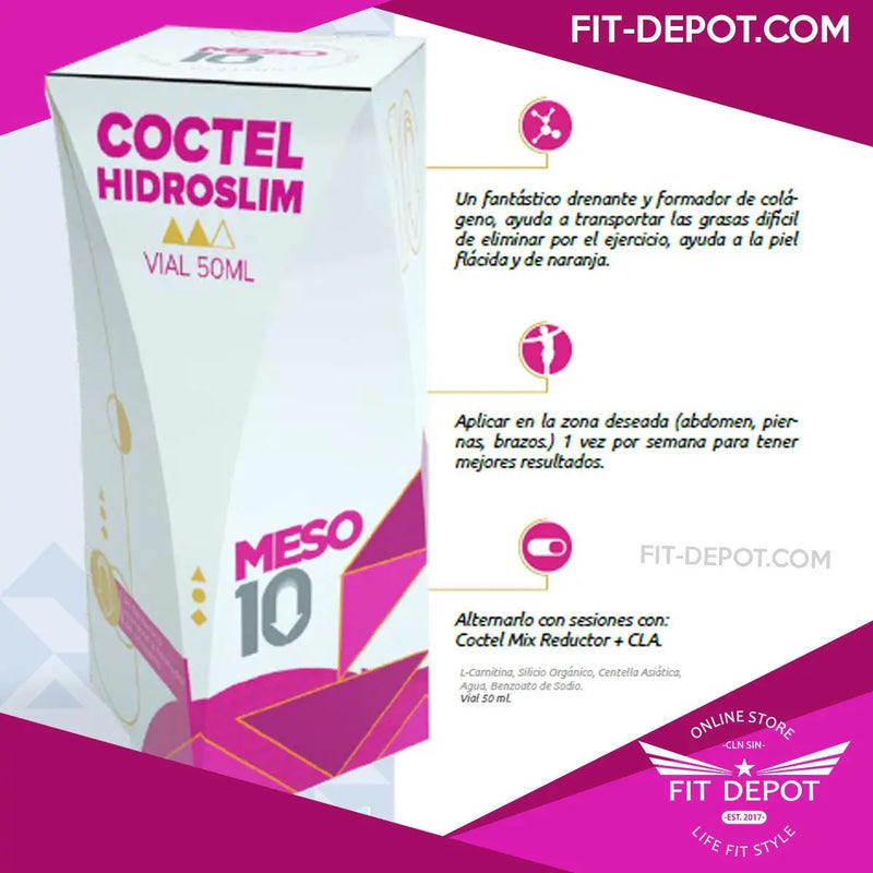 Coctel Hidroslim / L-Carnitina, Silicio Organico, Centella Asiática | 50 ML | Meso 10 - mesoterapia