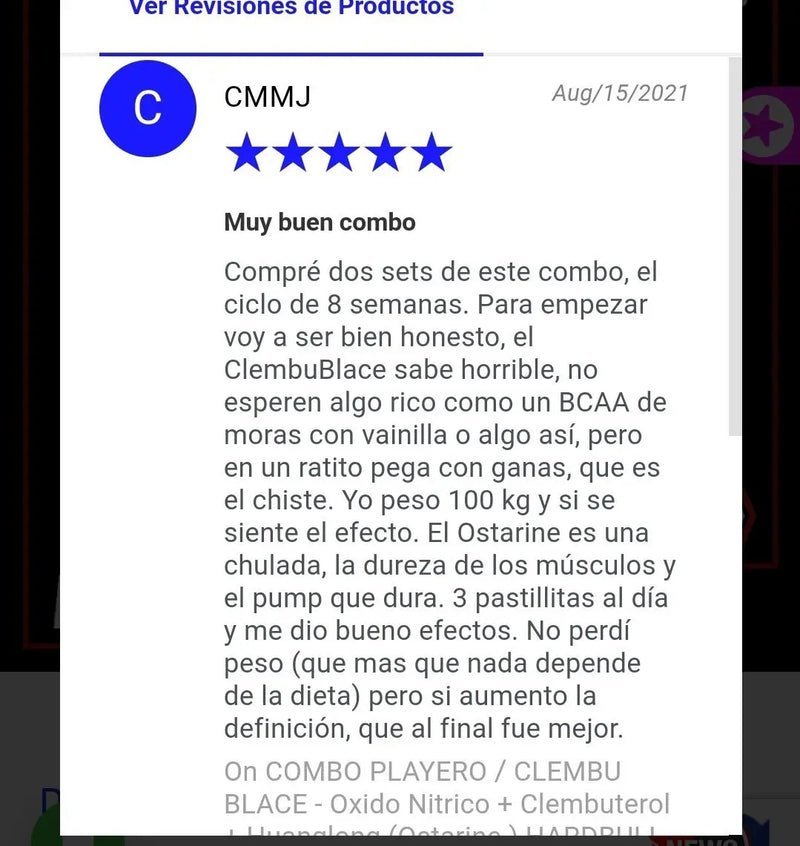 COMBO PLAYERO / CLEMBU BLACE - Oxido Nitrico + Clembuterol + Huanglong (Ostarine ) HARDBULL & DRAGON PHARMA - combo