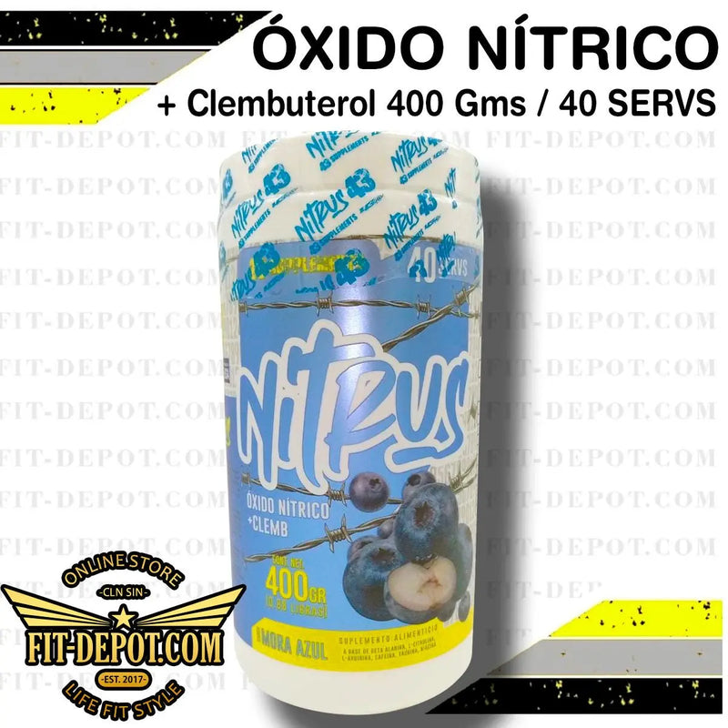 NITRUS - Oxido Nitrico + Clembuterol - 400 gms - 40 Servicios - 43 Suplements - suplementos basicos