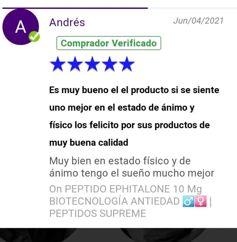 PEPTIDO EPHITALONE 10 Mg BIOTECNOLOGÍA ANTIEDAD ♂️♀️ | PEPTIDOS SUPREME - PEPTIDO