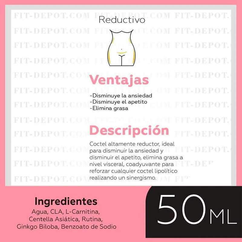 VENUS Coctel MixReductor / Disminuye ansiedad y apetito, elimina grasa | centella asiática, carnitina, ginko biloba, CLA |50 ml | Mesoterapia Dermatti - mesoterapia